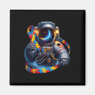 Autismus Bewusstsein Astronautin Gelbblauer Hunder Magnet