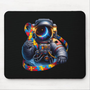 Autismus Bewusstsein Astronautin Gelbblauer Hunder Mousepad