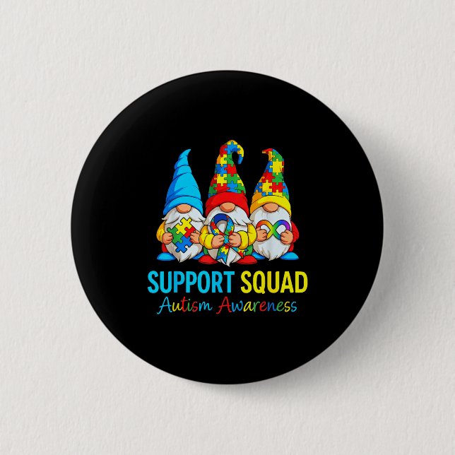 Autismus-Bewusstsein Autismus-Gnom-Support-Squad-F Button (Vorderseite)