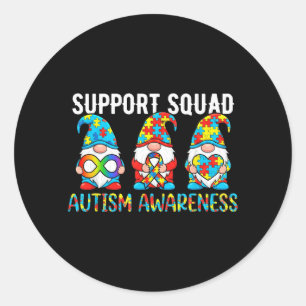 Autismus-Bewusstsein Autismus-Gnom-Support-Squad-F Runder Aufkleber
