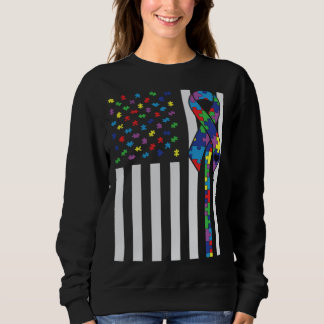 Autismus-Bewusstsein Autismus-Schleife US-Flagge U Sweatshirt