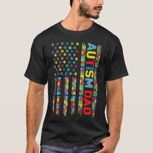 Autismus Bewusstsein Autismus Vater Amerika Flagge T-Shirt