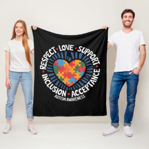 Autismus Bewusstsein Autistische Achtung Liebe Unt Fleecedecke