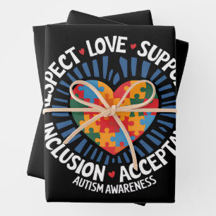 Autismus Bewusstsein Autistische Achtung Liebe Unt Geschenkpapier Set
