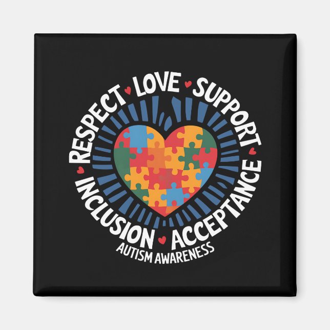Autismus Bewusstsein Autistische Achtung Liebe Unt Magnet (Vorne)