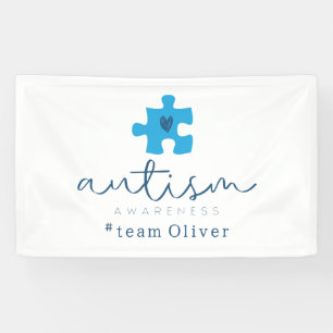 Autismus-Bewusstsein blaues Puzzleteil #Team Name Banner
