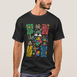 Autismus-Bewusstsein Boho-Blumen Männer Frauen Kin T-Shirt