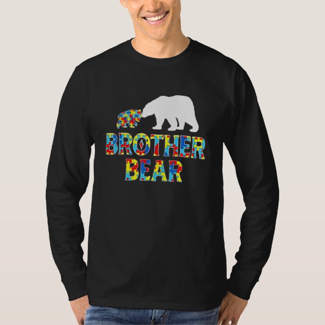 Autismus Bewusstsein Bruder Bären Puzzle Unterstüt T-Shirt (Vorderseite)
