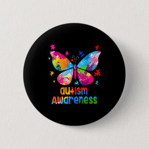 Autismus-Bewusstsein Bunter Schmetterling Puzzle _ Button