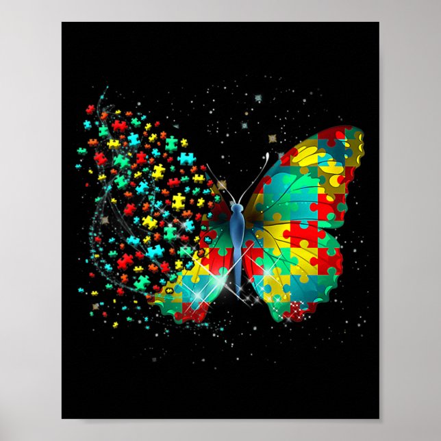 Autismus Bewusstsein Butterfly Peace Lover Geschen Poster (Vorne)
