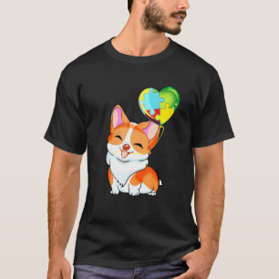 Autismus-Bewusstsein Corgi Welpe Hund Puzzles Herz T-Shirt
