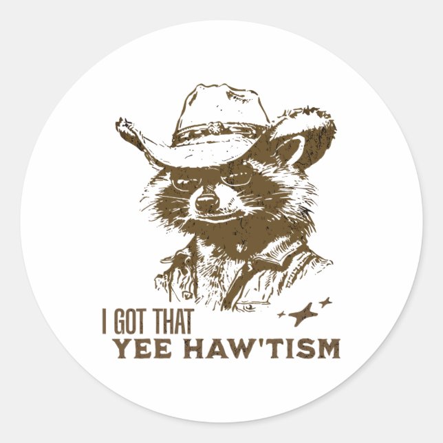 Autismus Bewusstsein Cowboy Raccoon Ich Got, dass  Runder Aufkleber (Vorderseite)