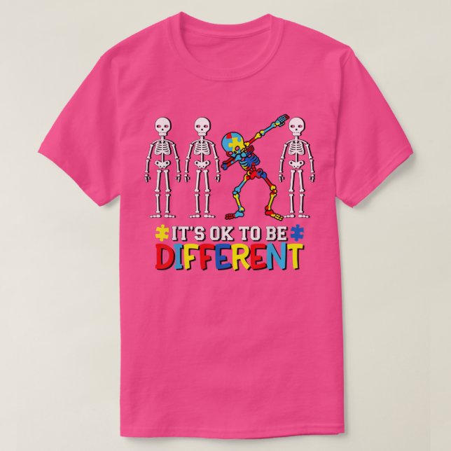 Autismus Bewusstsein Dabbing Skelett es ist ok zu  T-Shirt (Design vorne)