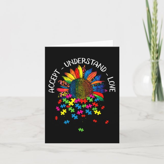 Autismus Bewusstsein Daisy Blume akzeptieren Lo Karte (Vorderseite)