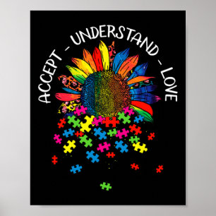 Autismus Bewusstsein Daisy Blume akzeptieren Lo Poster