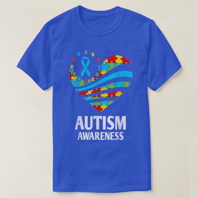 Autismus Bewusstsein der Frauen Herzunterstützung  T-Shirt (Design vorne)