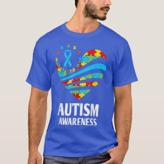 Autismus Bewusstsein der Frauen Herzunterstützung  T-Shirt