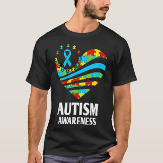 Autismus Bewusstsein der Frauen Herzunterstützung  T-Shirt