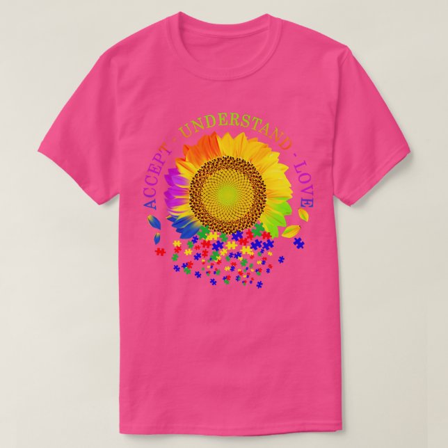 Autismus Bewusstsein der Sonnenblume Akzeptanz ver T-Shirt (Design vorne)