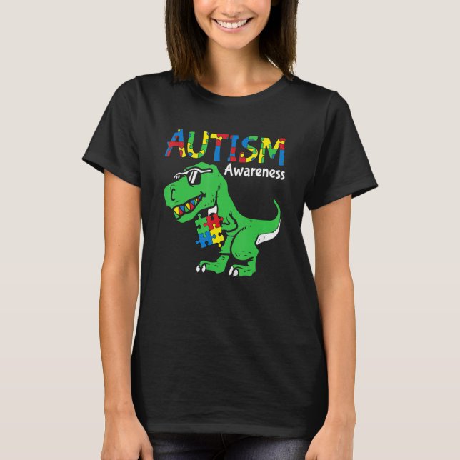 Autismus Bewusstsein Dino Autistic Kleinkind Boys  T-Shirt (Vorderseite)