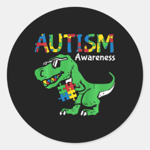 Autismus-Bewusstsein Dino Autistischer Kleinkind J Runder Aufkleber