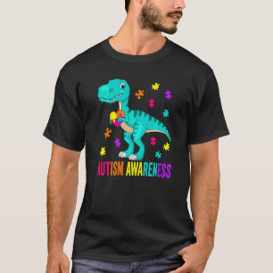 Autismus-Bewusstsein Dinosaurier Buntes Autismus-P T-Shirt