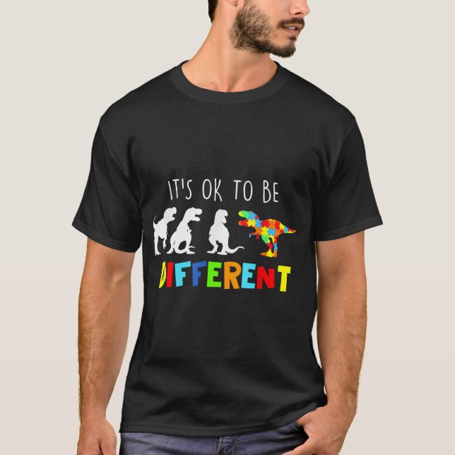 Autismus Bewusstsein Dinosaurier Kid Boys sein Ok T-Shirt (Vorderseite)