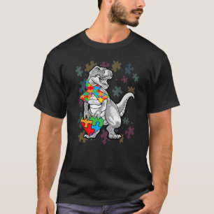 Autismus-Bewusstsein Dinosaurier Rex Herz Puzzle-T T-Shirt
