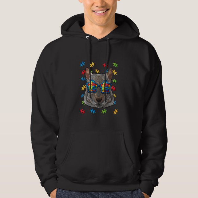Autismus Bewusstsein Eichhörnchen Puzzle Sonnenbri Hoodie (Vorderseite)