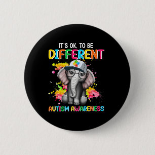 Autismus-Bewusstsein Elefant Blume Es ist okay, an Button