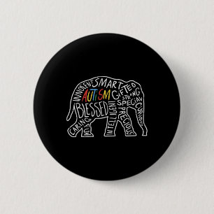 Autismus-Bewusstsein Elefant Worte Tierliebhaber-G Button