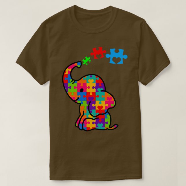 Autismus Bewusstsein Elefantenspende Niedliches El T-Shirt (Design vorne)