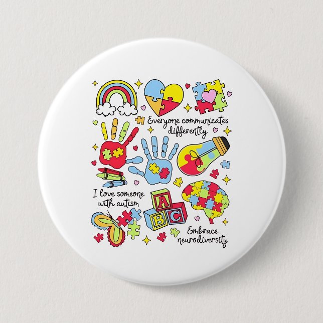 Autismus Bewusstsein Embrace Diversity Neuro-Inklu Button (Vorderseite)