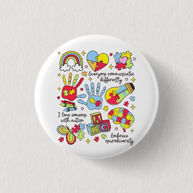 Autismus Bewusstsein Embrace Diversity Neuro-Inklu Button (Vorderseite)