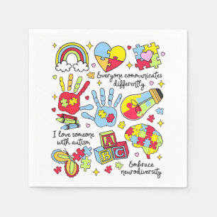 Autismus Bewusstsein Embrace Diversity Neuro-Inklu Serviette