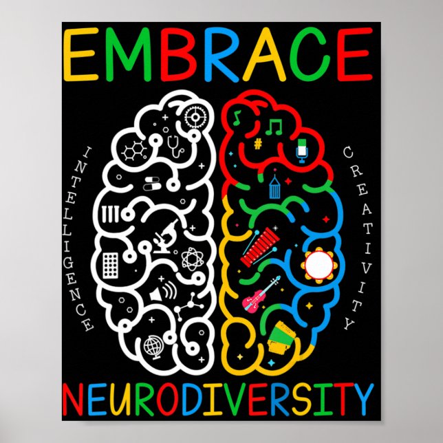 Autismus Bewusstsein Embrace Neurodiversity ADHD A Poster (Vorne)