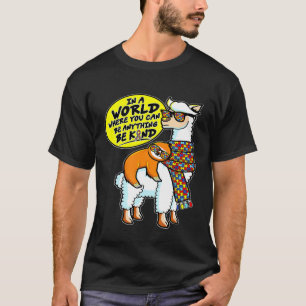 Autismus-Bewusstsein Faultier Reitendes Lama Autis T-Shirt