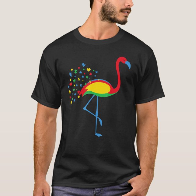 Autismus Bewusstsein Flamingo Farbe Puzzle Kindnes T-Shirt (Vorderseite)