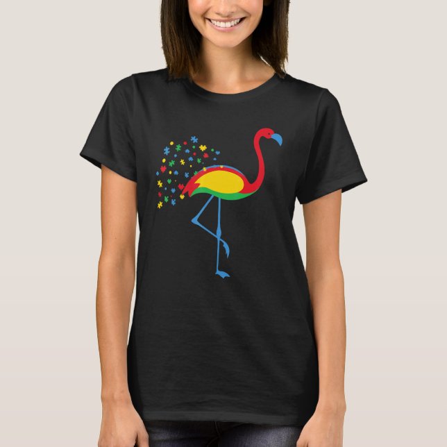Autismus Bewusstsein Flamingo Farbe Puzzle Kindnes T-Shirt (Vorderseite)