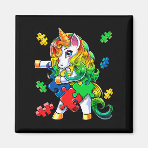 Autismus Bewusstsein Flossen Unicorn Puzzle Piece  Magnet