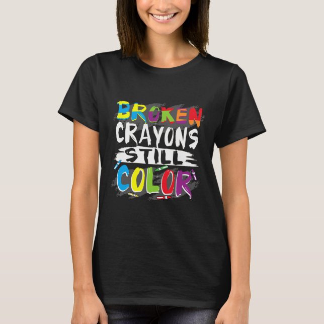 Autismus Bewusstsein Frauen gebrochene Krebse Farb T-Shirt (Vorderseite)