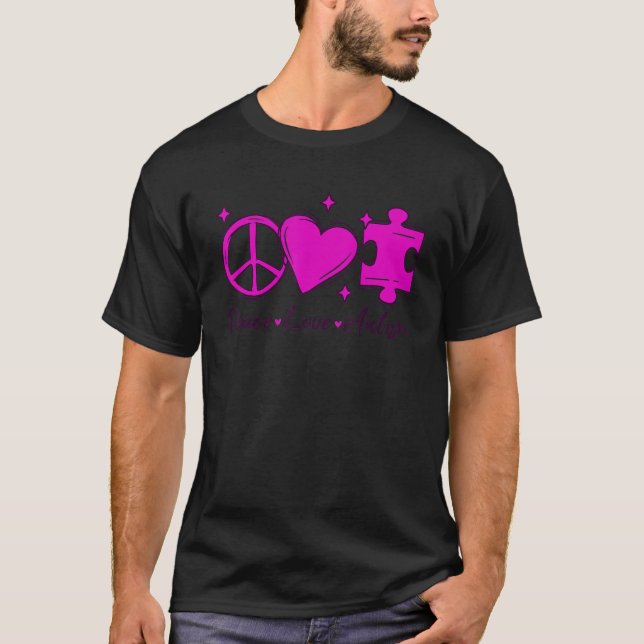 Autismus Bewusstsein Funny Peace Liebe Puzzle Kind T-Shirt (Vorderseite)
