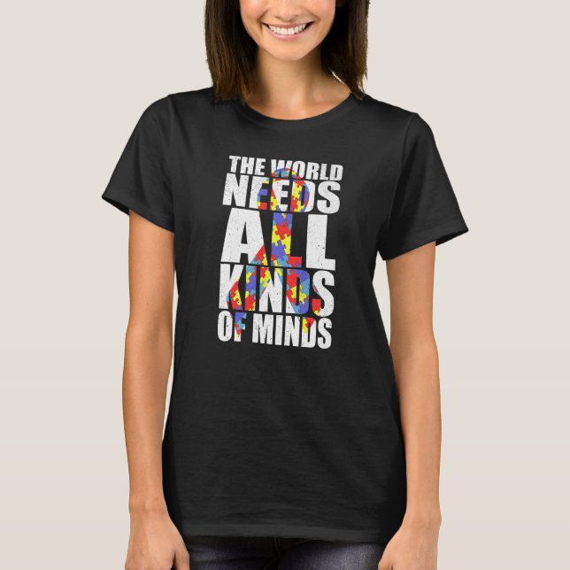 Autismus Bewusstsein für alle Arten von Minds Ribb T-Shirt (Vorderseite)
