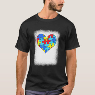 Autismus-Bewusstsein Gebleichtes Autismus-Herz-Puz T-Shirt