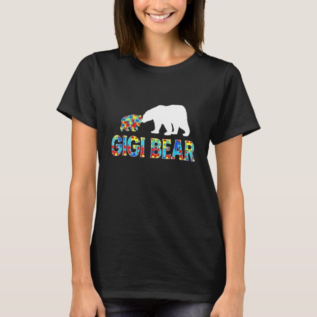 Autismus Bewusstsein Gigi Bären Puzzle Unterstützu T-Shirt (Vorderseite)