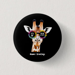 Autismus Bewusstsein Giraffe Es ist in Ordnung, an Button