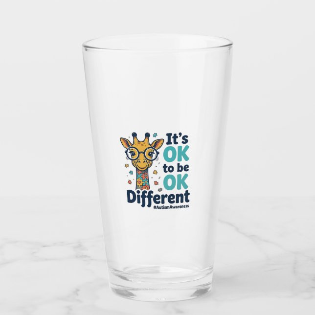 Autismus-Bewusstsein-Giraffe Es ist okay, anders z Glas (Vorderseite)
