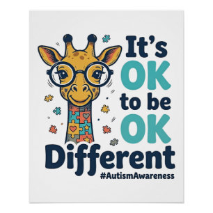 Autismus-Bewusstsein-Giraffe Es ist okay, anders z Poster