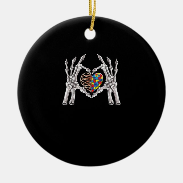 Autismus Bewusstsein Gothic Skull Hand Autismus Pu Keramik Ornament (Vorne)