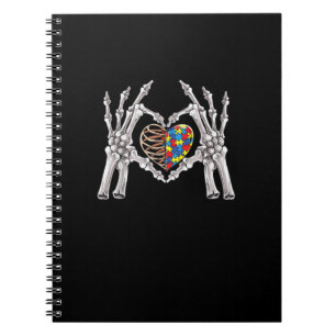 Autismus Bewusstsein Gothic Skull Hand Autismus Pu Notizblock